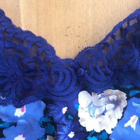 Vintage Floral Camisole Slip Top Purple Lace Satin Rosette Romantic Lingerie Med - Picture 10 of 16